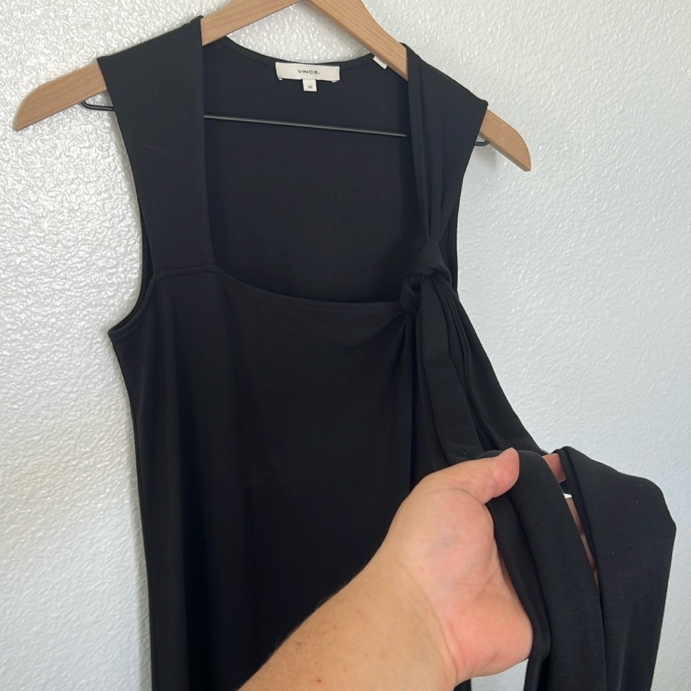 Vince Midi Dress in Black Belted Pima Cotton - Picture 2 of 11